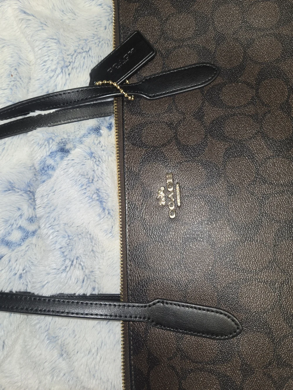 Coach Signature Brown Tote Bag with Black Straps - Picture 12 of 14